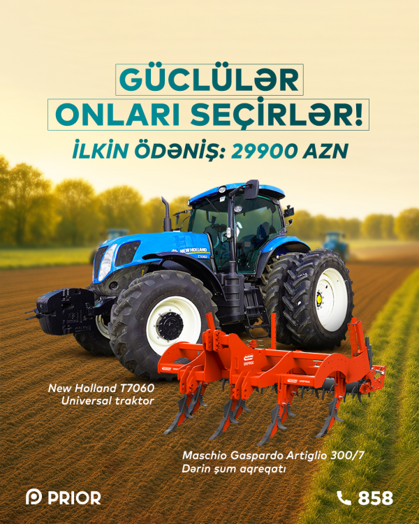 “New Holland T7060” + “Maschio Gaspardo Artiglio 300/7” (XÜSUSİ İLKİN ÖDƏNİŞLƏ!)